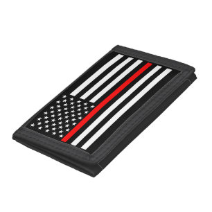 Thin Red Line American Flag Graphic Decor on a Tri-fold Wallet