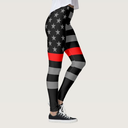 Thin Red Line American Flag graphic fashion on Leggings