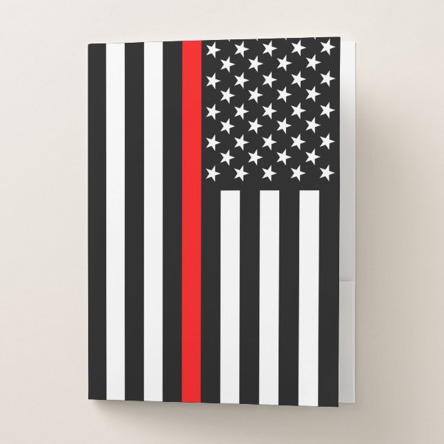 Thin Red Line American Flag graphic on a Pocket Folder (Front)