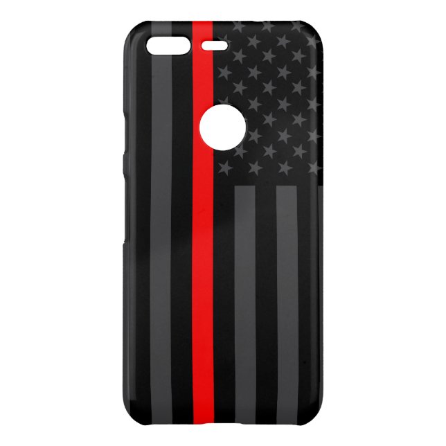 Thin Red Line American Flag graphic on a Uncommon Google Pixel Case (Back)