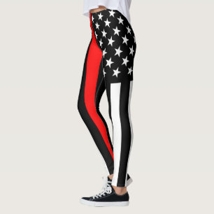 Thin Red Line American Flag graphic on Leggings
