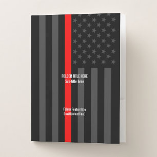 Thin Red Line American Flag graphic with text on Pocket Folder