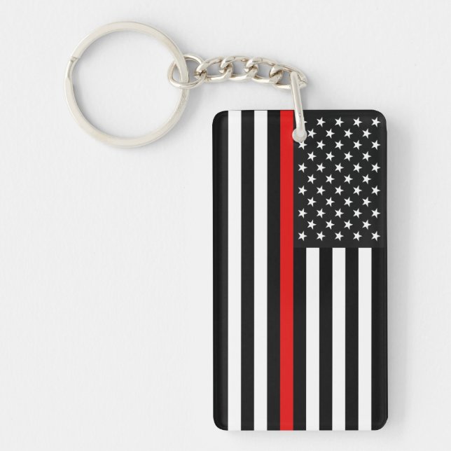 Thin Red Line American Flag Keychain (Front)