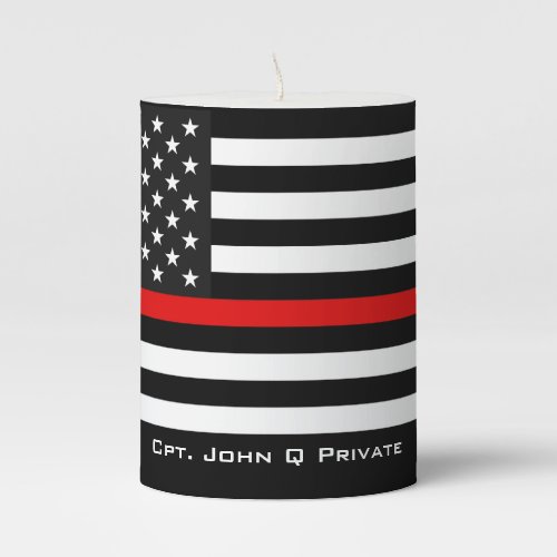 Thin Red Line American Flag Memorial Pillar Candle
