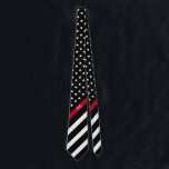Thin Red Line American Flag Monogram Firefighter Neck Tie<br><div class="desc">This patriotic tie features a black and white firefighter thin red line American flag with stars and stripes and monogrammed initials for you to personalize in a classic white script. Designed by world renowned artist  ©Tim Coffey.</div>