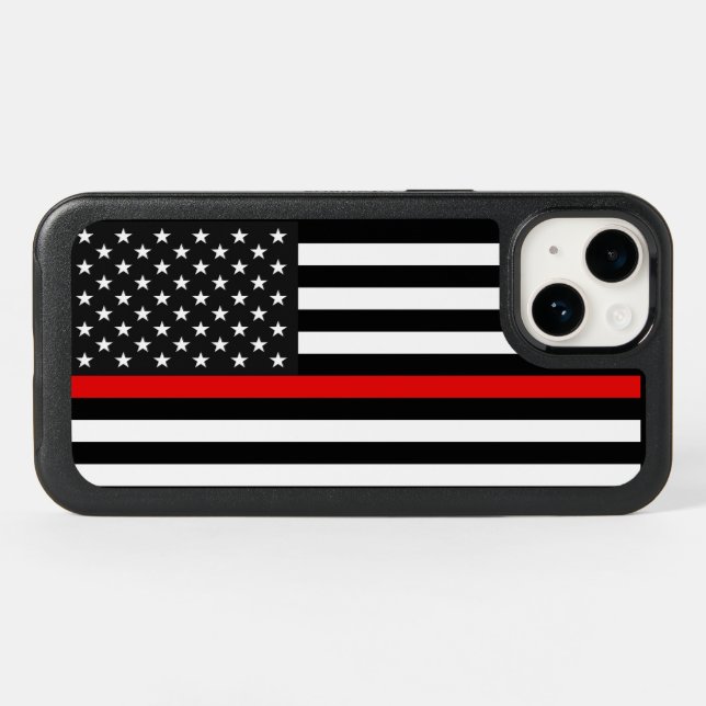 Thin Red Line American Flag Otterbox iPhone Case (Back Horizontal)