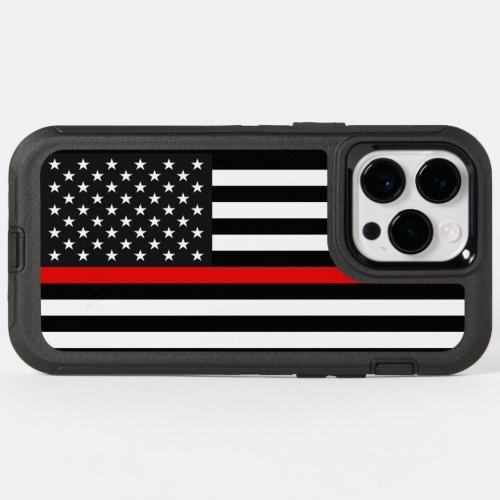 Thin Red Line American Flag OtterBox iPhone 14 Pro Max Case