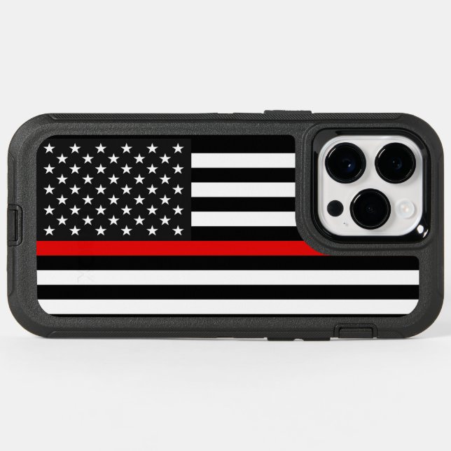 Thin Red Line American Flag Otterbox iPhone Case (Back Horizontal)