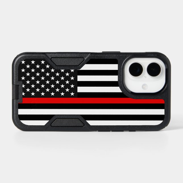 Thin Red Line American Flag Otterbox iPhone Case (Back Horizontal)