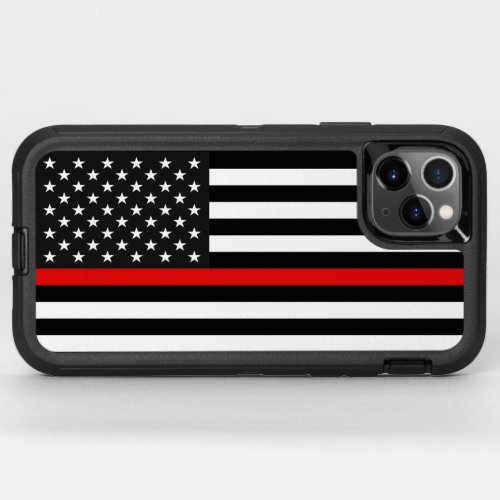 Thin Red Line American Flag OtterBox Defender iPhone 11 Pro Max Case