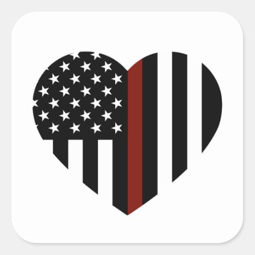 Thin Red Line American Flag Square Sticker