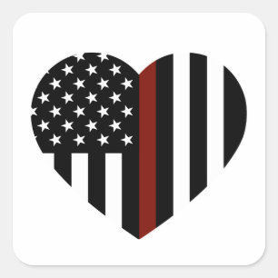 Thin Red Line American Flag Square Sticker