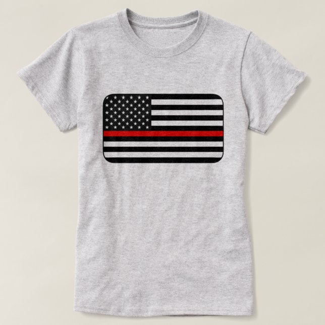 Thin Red Line American Flag T-Shirt (Design Front)