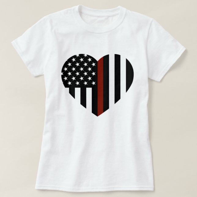 Thin Red Line American Flag T-Shirt (Design Front)
