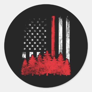 Thin Red Line American Flag Wildland Firefighter Classic Round Sticker