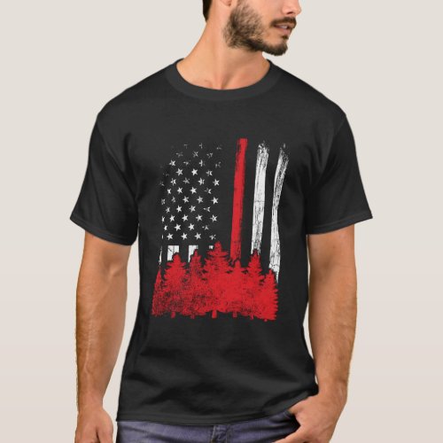 Thin Red Line American Flag Wildland Firefighter T_Shirt