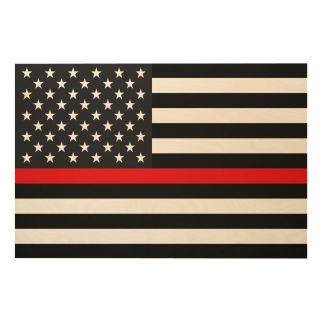 Thin Red Line American Flag Wood Wall Decor (Front)