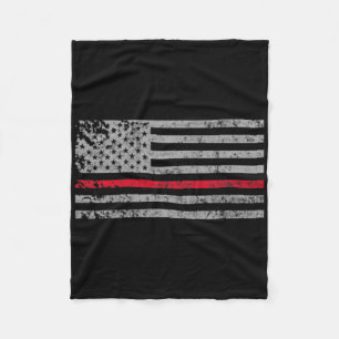 Thin Red Line American Usa Flag Fireman Support Fi Fleece Blanket