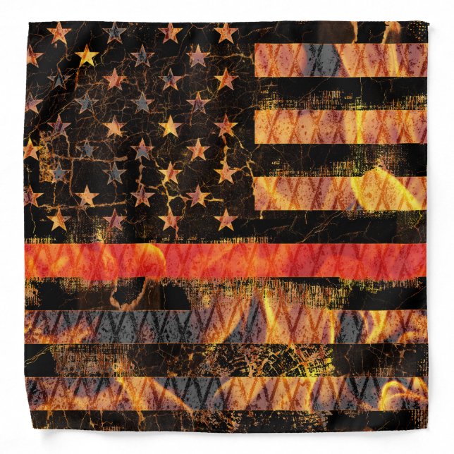 Thin Red Line and Flames Bandana (Front)