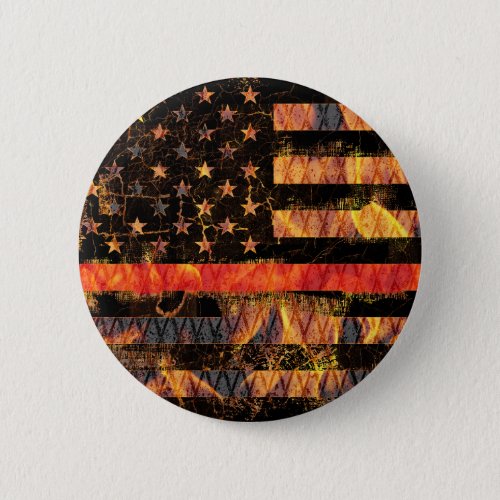 Thin Red Line and Flames Button