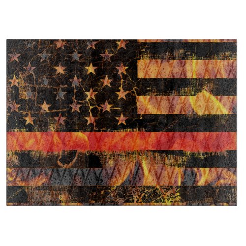Thin Red Line and Flames Cutting Board