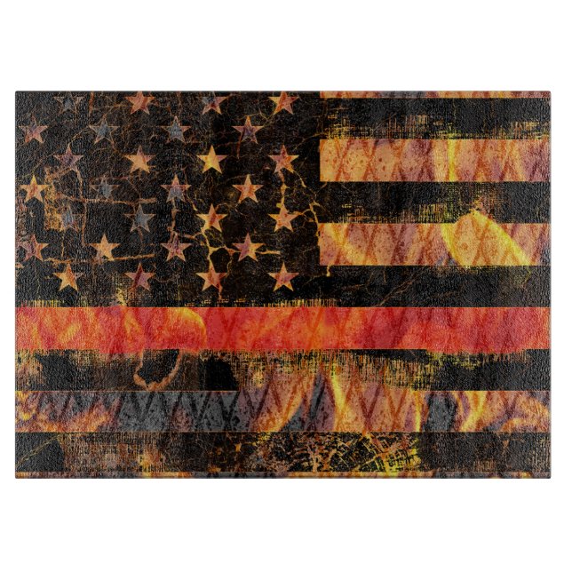 Thin Red Line and Flames Cutting Board (Front)