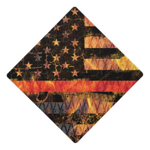Thin Red Line and Flames Graduation Cap Topper