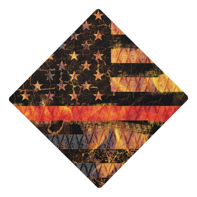 Thin Red Line and Flames Graduation Cap Topper (Front)