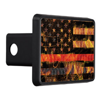 Thin Red Line and Flames Hitch Cover