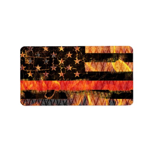 Thin Red Line and Flames Label