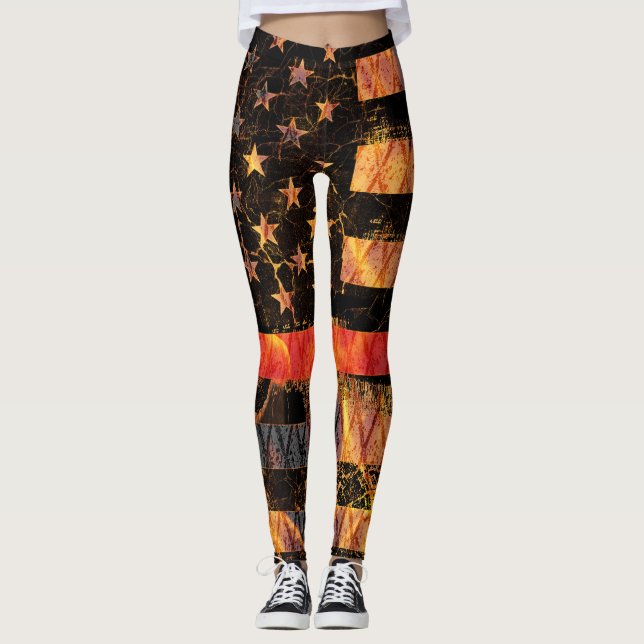Thin Red Line and Flames Leggings (Front)
