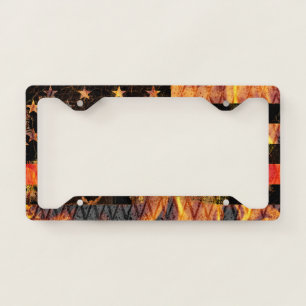 Thin Red Line and Flames License Plate Frame