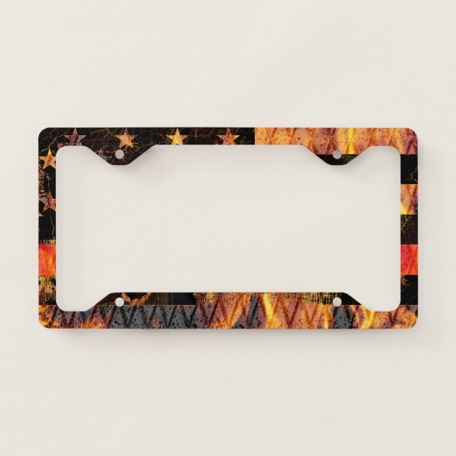 Thin Red Line and Flames License Plate Frame (Front)