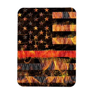 Thin Red Line and Flames Magnet