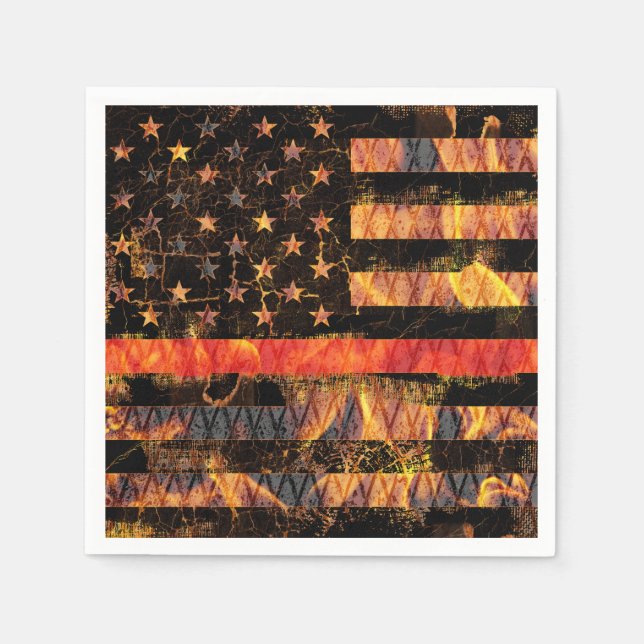 Thin Red Line and Flames Napkins (Front)