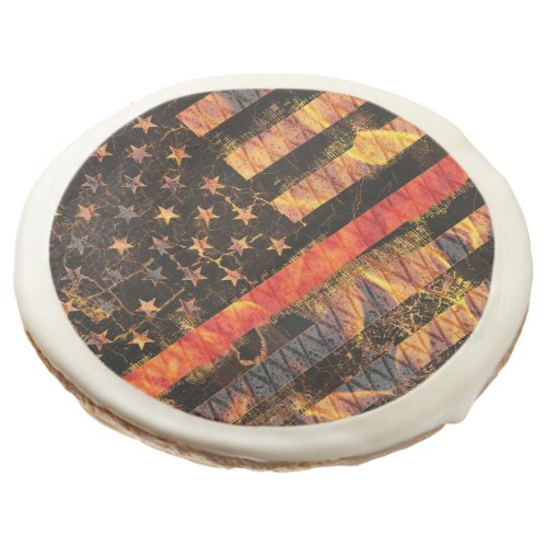 Thin Red Line and Flames Sugar Cookie
