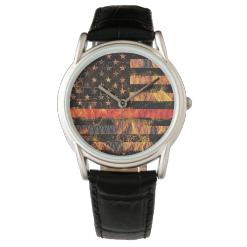 Thin Red Line and Flames Watch