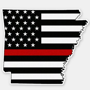 Thin Red Line Arkansas Flag Sticker by ThinBlueLineDesign at Zazzle