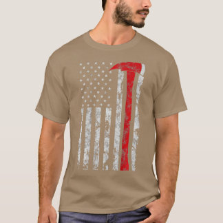 Thin red line Axe American flag Patriot Firefighte T-Shirt