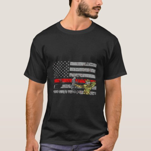 Thin Red Line Bow Deer Hunting Flag T_Shirt