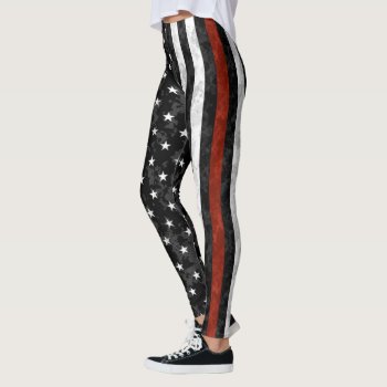 Thin Red Line Camo Flag Leggings by ThinBlueLineDesign at Zazzle