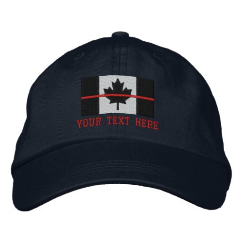 Thin Red Line Canadian Flag Personalize it Embroidered Baseball Hat
