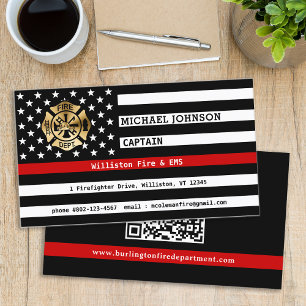 Thin Red Line Custom Fire Department QR Code Business Card