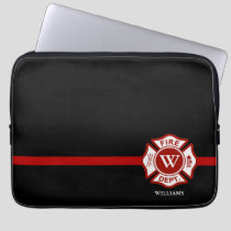 Thin Red Line Custom Monogram Maltese Cross Laptop Sleeve