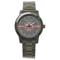 Thin Red Line Custom Name Fire Rescue Serviceman Wrist Watch