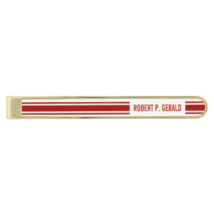 Thin Red Line Custom Name Stripe Firefighter Gold Finish Tie Bar