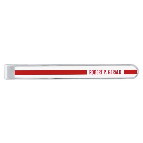 Thin Red Line Custom Name Stripe Firefighter WHT Silver Finish Tie Bar