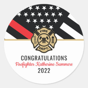 Thin Red Line Fire Academy Firefighter Graduation Classic Round Sticker