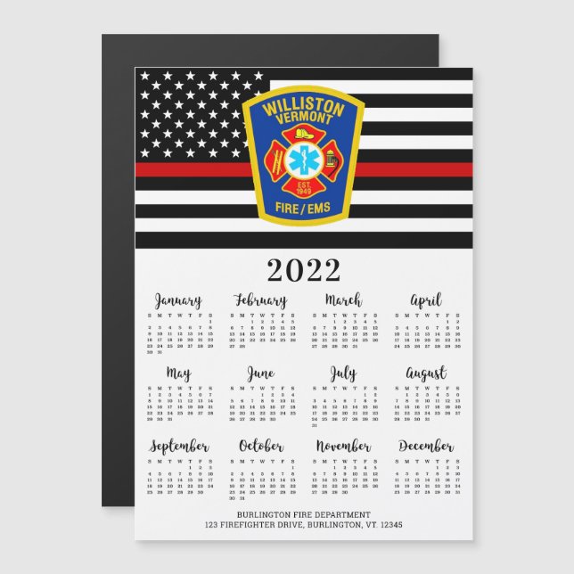 Thin Red Line Fire Department Logo 2022 Calendar (Front/Back)