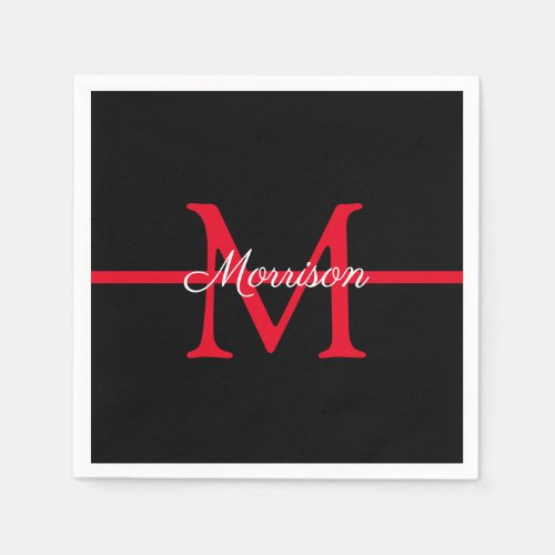 Thin Red Line Fire Fighter Retirement Monogram Napkins